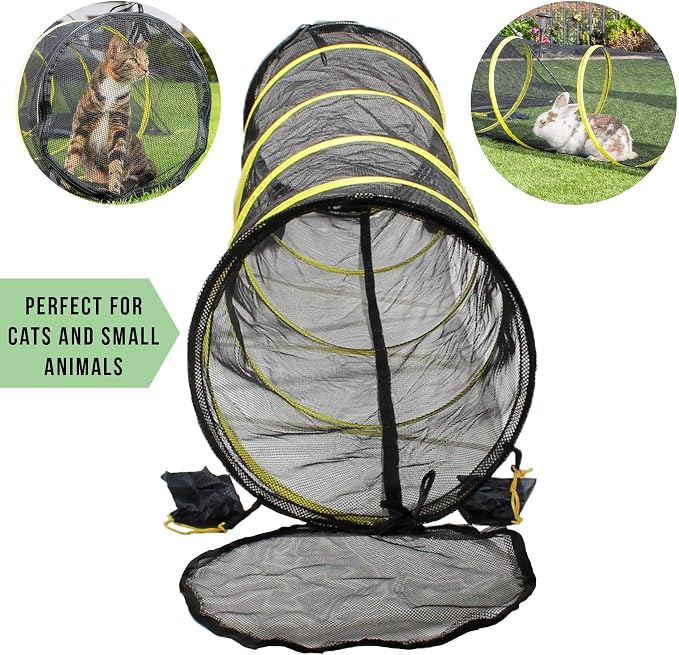 Outdoor Cat Enclosure for Indoor Cats, Portable Tent, Tunnel | Playhouse style setup for felines and small animals, lets pets enjoy the fresh air while staying contained, safe and secure