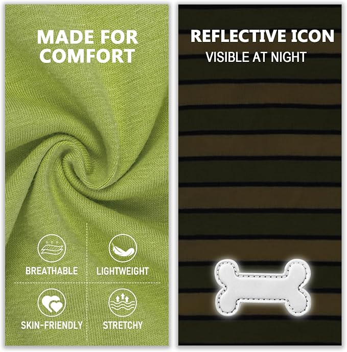 KYEESE 2Pack Dog Shirt, Soft Striped Dogs T Shirts, Lightweight Doggie Tank Top Cat Clothes, Sleeveless Dog Shirt for Small Dogs, Stretchy Pet Vest, Green, Small
