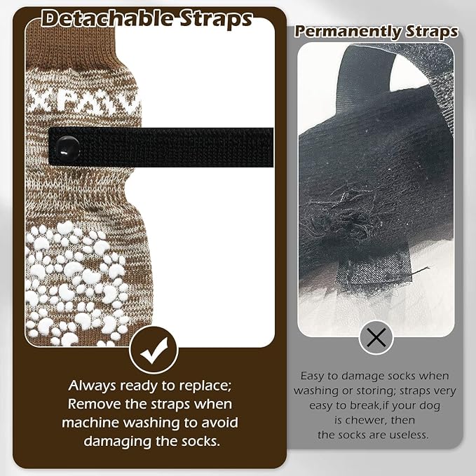 EXPAWLORER 6PCS Anti-Slip Dog Socks to Prevent Licking Paws,Dog Shoes for Hot Pavement,Best Paw Protector Traction Control on Hardwood Floor,Dog Booties for Puppy Small Medium Large Senior Dogs