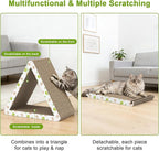 Triangle Cat Scratcher, Cat Scratching Board for Indoor Cats, 6 Usable Sides Cardboard Cat Scratcher with Catnip, Corrugate Cardboard Cat Scratching with Premium Scratch Textures Design