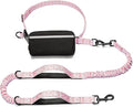 iYoShop Hands Free Dog Leash with Zipper Pouch, Dual Padded Handles and Durable Bungee for Walking, Jogging and Running Your Dog (Pink Heart, Large)
