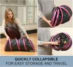 Cat Tunnel - Collapsible 3 Way Play Toy - Tube Fun for Rabbits, Kittens, and Dogs - Black/Aqua