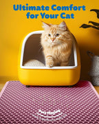 Powools Cat Litter Mat, 23.2 x 14.6 in, Waterproof, Non-Slip, Pink | Litter Trapping Mat, Easy to Clean, Litter Box Mat, Urine-Proof, Cat Toilet Training Systems Accessories, Indoor Cats