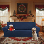 Stretch Oversized Couch Covers for Sofa Slipcover,Navy Blue | 1-Piece Washable Sofa Cover (94"-110") 4-Seater Furniture Protector, Soft Jacquard Non-Slip Elastic Bottom for Dogs & Kids