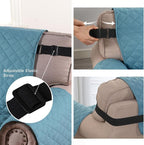 H.VERSAILTEX Reversible Chair Sofa Slipcover Water Repellent Chair Cover Non Slip Pet Couch Protector Washable Furniture Protector with Elastic Strap for Kids(Armchair, Cameo Blue/Beige)