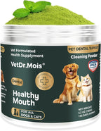 Dog Teeth Cleaning Powder for Dogs & Cats, Dental Powder for Plaque & Tartar Control, Fresh Breath Oral Care, No Brushing Needed, 150g