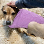 Queenmore Small Dog Pullover Sweater, Cold Weather Cable Knitwear, Classic Turtleneck Thick Warm Clothes for Chihuahua, Bulldog, Dachshund, Pug (Lilac, Medium)