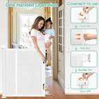 EZIGO 120 Inch Retractable Baby Gates Extra Wide Reinforced Baby Dog Gate | 34 Inch Tall Retractable Dog Gate with Reinforced Strip Mesh Safety Pet Gate for Stairs Hallway Doorway Indoor Outdoor, White