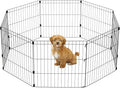 IRIS USA 8-Panel Exercise Pen, Heavy Duty, Black | Indoor Or Outdoor, Rust Resistant Metal, Coated Steel Bars, Durable Wire Design, Folds Flat