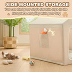 Jiupety Indoor Dog House with Frame, Cute Dog Tent Bed with Cover Cave, Breathable, Washable, and Foldable House, Suitable for 22-40 Lb, Large (25"×25"×25"), Beige