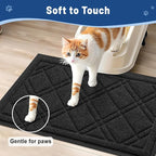 Smiry Cat Litter Box Mat 30x17, Non-Slip Water Resistant Litter Trapping Mat, Easy Clean Less Waste and Urine-Locking Cat Carpet for Indoor, Black