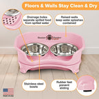 Neater Feeder Express Mess Proof Cat Bowls Elevated, No Spill Feeding Station, Stainless Steel Dishes for Food and Water, Raised Bowls for Indoor Cats, No Fatigue Whisker Friendly Dish, Pink
