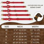 AirTag Dog Collar - Genuine Leather Dog Collar with Apple AirTag Holder and Metal Buckle - Smart GPS Tracking Pet Collars (Red, L, 17"-21" Neck Fit)