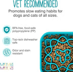 Messy Mutts Square Slow Feeder, 8 Inch, 2 Cup | 8 x 8 Inch Square Silicone Puzzle Slow Feeder For Dogs And Cats, Holds 2 Cups, Dishwasher Safe