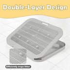 Cat Litter Mat Litter Box Mat with a Flip-top Lid,Extra Large Double-Layer Trapping Mats for Kitty,XL Cat Trapping Pad with Non-Slip Base,Durable,Waterproof,Washable,Easy to Clean (Grey)
