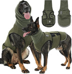 Meifsou Dog Anxiety Vest with Hood, Skin-Friendly Thunder Jacket for Dogs, All-in-One Dog Calming Shirt with Hood for Thunder, Fireworks, Separation - Keep Pet Calm Without Medicine, Army Green, M
