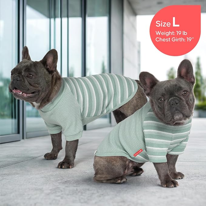 KYEESE 2Pack Waffle Dog Shirt with Sleeves Soft Striped Dog Sweater | Turtleneck, Cozy Warmth. Lightweight & Breathable, Gentle on Sensitive Skin, Free to Move, Comfortable Daily Wear