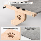 AMOSIJOY Cat Windowsill Perch with Wood & Metal Frame for Large Cat, 27.5in | Solid Wood Frame, Easy to Adjust, Washable Berber Fleece Cover, No Suction Cups Cat Window Seat for Windowsill, Bedside