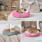 Round Pet Bed for Cats & Small Medium Dogs, Pink 25in | Washable Small Dog Beds, Calming Soft Pet Beds for Puppy Kitten, with Anti-Slip Bottom, Low Entrance