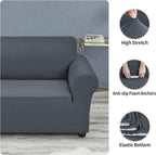 Joccun Stretch Couch Cover Slipcovers, 1-Piece Sofa Covers for 3 Cushion Couch Spandex Jacquard Washable Furniture Protector Cover for Living Room,Kids,Pets(Sofa,Gray)