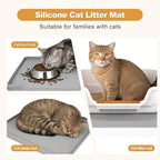 Extra Large Cat Litter Box Mat 34" x 22" – Waterproof Silicone Litter Trapper, Non-Slip, Easy to Clean Floor Protector, Soft on Kitty Paws(Light Grey)