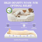 LE SURE Cute Cozy High Back Orthopedic XL Dog Bed with Sides,42" Beige | Waterproof Pet Bed with Sides, Aesthetic Comfy Egg-Crate Foam Pet Couch Sofa, Removable Washable Cover, Non-Slip Bottom