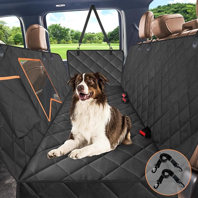 Kytely Dog Car Seat Cover XL, Heavy Duty Dog Seat Cover for Back Seat, 100% Waterproof Nonslip Hammock for Car with Side Flap, Scratch Proof Pet Back Seat Covers