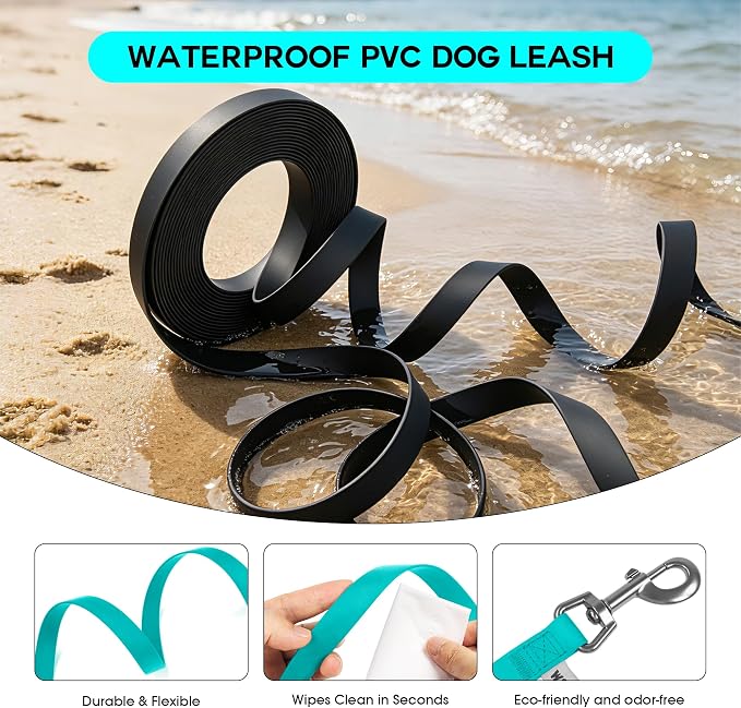 Wolfone Waterproof Dog Leash 10FT Long Line Training Leash for Dogs | Long Line Dog Leash Durable PVC coated leash with waterproof surface easy clean design for recall and outdoor walks