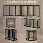 32" Extra Tall Free Standing Dog Gate Indoor, Foldable Pet Gate | for Doorways Stairs, 6-Panel Dog Gate with Door No Drilling, Folding Puppy Gate with Support Feet for Stability, 106"x32"