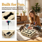 Cat Puzzle Toy,Cat Scratch Puzzle Enrichment Box,Cat Nail File Scratcher,Porous Design,Stimulate Cats Exploratory &Slow Down Eat Speed,Built in Frosted Paper,Polish Their Nail While Play
