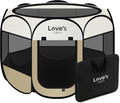 Love's cabin Pet Puppy Dog Playpen, Small Dog Tent Crates Cage Indoor/Outdoor, Portable Playpen for Cat, Foldable Pop Up Dog Kennel Playpen with Carring Case, Removable Zipper Top, Khaki