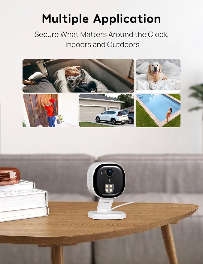 winees Security Cameras Outdoor, Wired 2K Wi-Fi Cameras for Home Security, 2.4G Indoor Camera, Human/Pet AI Detection, Color Night Vision, 2-Way Audio, Support Cloud/128G SD Card Storage | 2.4G Indoor Camera, Human/Pet AI Detection, Color Night Vision,...