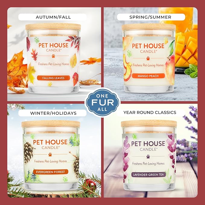 Pet House Candle 2 Pack - Plant-Based/Soy - Clean Burning Scented, Long Lasting Pet Odor Candle for Home - Elderberry Jam