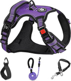 NESTROAD No Pull Dog Harness,Adjustable Oxford Dog Vest Harness with Leash,Reflective No-Choke Pet Harness with Easy Control Soft Handle for Small Medium Dogs(Medium,Purple)