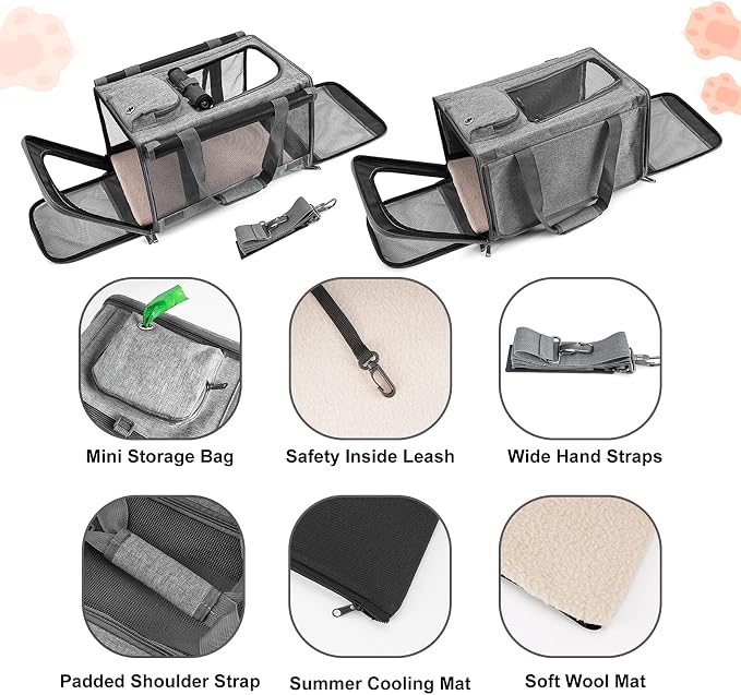 GAPZER Pet Carrier for Large Cats up to 20lbs Soft-Sided Privacy Protection | Pet Crate for Medium to Big Kitten Small Puppy Transport, Washable Dog Cloth Carry Bag Home Outdoor Car Travel, Vet Visits