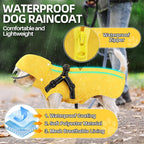 SlowTon Dog Raincoat Waterproof - Dog Rain Jacket with Harness and Hood Lightweight, Reflective Dogs Rain Coat for Large Medium Small Dogs Girl Boy Puppy Poncho Pet Clothes (Yellow, XL)