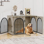Hzuaneri 39.4" Wooden Dog Crate Furniture, Indoor Dog Kennel Dogs Cage for Small/Medium/Large Dogs, Heavy Duty Dog Crates Decorative Pet House End Side Table TV Stand, Greige Black DFC84105B | Arch Door, Modern Dog Box Indoor for Dogs, Side Table, Dog ...