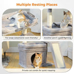 PEQULTI Cat Tree for Small Medium Cats, Gray Cat Tower for Indoor Cats | Gray aesthetic cat furniture with soft perch, private condo, natural sisal scratch post for indoor small medium kittens