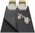 Waretary Cat Litter Mat, 36"x30", Waterproof, Scatter Control, Black | Double Layer, Urine-Proof, Non-Slip, Durable, Easy to Clean, Paw-Friendly, Safe & Odorless, Fits Large Litter Boxes