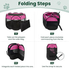 Love's cabin Pet Puppy Dog Playpen, Medium Dog Tent Crates Cage Indoor/Outdoor, Portable Playpen for Cat, Foldable Pop Up Dog Kennel Playpen with Carring Case, Removable Zipper Top, Pink