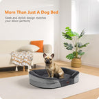 Dwanton Orthopedic Dog Bed for Medium Dogs with Gel Memory Foam, Waterproof Dog Sofa, Washable Pet Bed with Four Sided Bolster Cushion, Removable Cover & Non-Slip Bottom, 28", Dark Grey