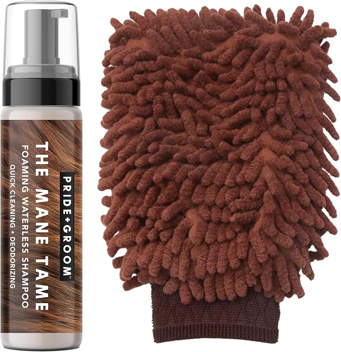 Pride and Groom THE MITT KIT: A Waterless Bath for Dogs - Foaming Dry Shampoo and a Pet Sensitive Glove for a Rinse Free Cleanse and to Eliminate Odor