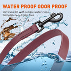 Dogline Biothane Waterproof Dog Leash Strong Coated Nylon Webbing with Black Hardware Odor-Proof Easy to Clean High Performance for Small or Large Dogs Made in USA 4 or 6 ft Lead, Merlot Burgundy