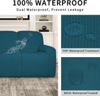 Easy-Going 100% Dual Waterproof Recliner Loveseat Cover, 6-Pieces Stretch Relining Sofa Cover with Pocket, Jacquard 2 Seat Sofa Slipcover Leakproof Washable (Loveseat, Peacock Blue)
