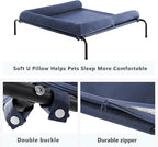 Cooling Elevated Dog Bed for Large Dogs, Portable Indoor & Outdoor Raised Dog Bed with Breathable Mesh, Chew Proof Pet Hammock Cots with Removable and Waterproof Bolsters