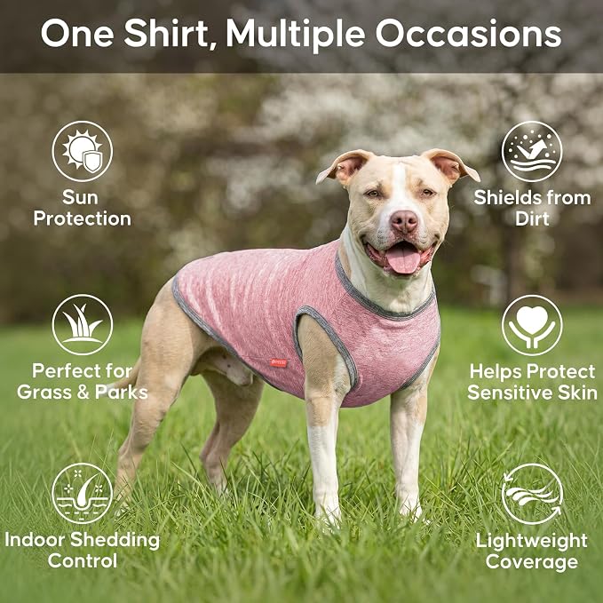 KYEESE 2Pack Dog Shirt, Lightweight Sun Protection Sleeveless Dog T Shirts for Medium Large Dogs Girl, Breathable Pet Reflective Tank Top Summer Dogs Clothes for Outdoor Walking, Pink+Grey, 2XL