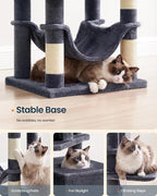 SONGMICS HOME Cat Tree for Indoor Cats, Multi-Level Cat Tower with Sisal Scratching Posts, Hammock and Condo, Dark Gray