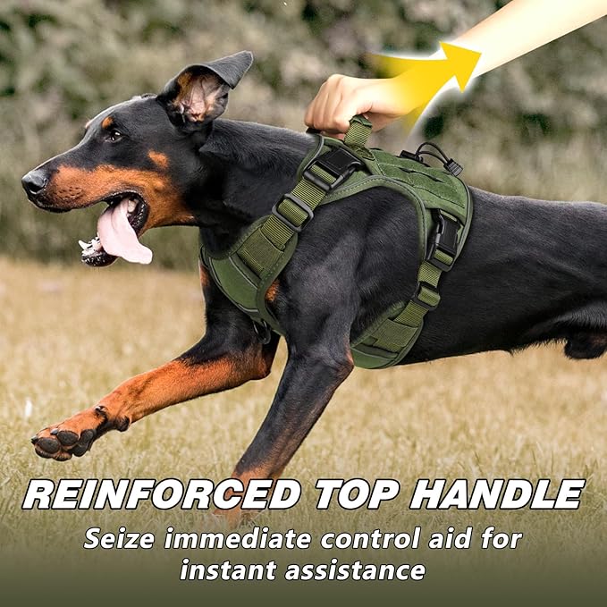 WINGOIN Green Tactical Dog Harness for Medium Dogs, Heavy Duty No Pull Dog Harness with Handle, Adjustable Reflective Military K9 Pet Vest for Pitbull, Female, Male, Walking, Training, Hunting (M) | Heavy Duty with Handle,Adjustable Reflective,Military...