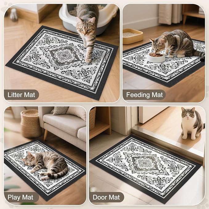 Unicorn Catcher 40"x30" Cat Litter Mat Non-Slip Washable Litter Box Mat | High-Density PVC Litter Catcher Mat Efficiently Traps Scattered Litter From Paws To Keep Floors Clean