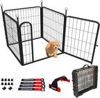 Puppy Playpen, IGOOUO 24'' Portable Dog Playpen with Easy-Carry Straps,4 Panels Dog Pen Play Pen for Small Dogs,Rustproof Pet Playpen for Camping RV Yard(with One Door)